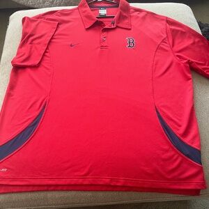 Nike BOSTON RED SOX  Red Polo Shirt with Sporty Navy Details